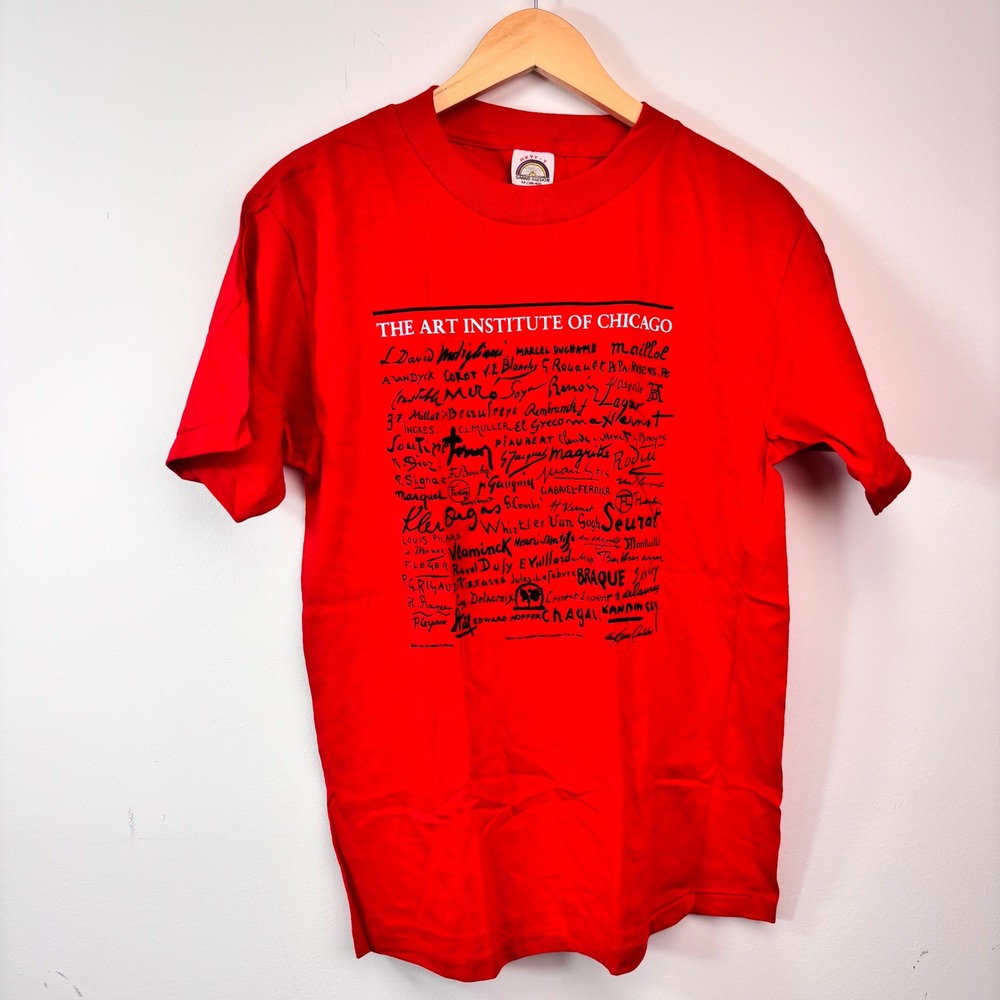 Vintage 1984 Art Institute of Chicago Artists Signature Red T Shirt Medium 80s